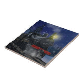 Weihnachtszug im Schnee Fliese (Seite)