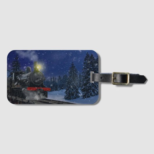 Weihnachtszug im Schnee Gepäckanhänger (Vorderseite (Horizontal))