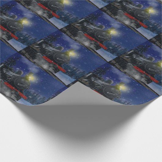 Weihnachtszug im Schnee Geschenkpapier (Ecke)