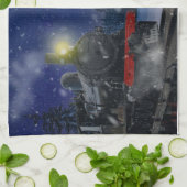 Weihnachtszug im Schnee Geschirrtuch (Gefaltet)