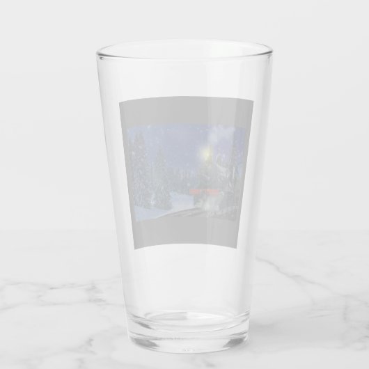 Weihnachtszug im Schnee Glas (Rückseite)