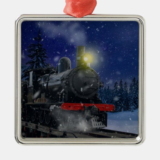 Weihnachtszug im Schnee Ornament Aus Metall (Vorne)