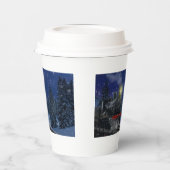 Weihnachtszug im Schnee Pappbecher (Links)