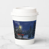 Weihnachtszug im Schnee Pappbecher (Rückseite)