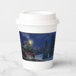 Weihnachtszug im Schnee Pappbecher