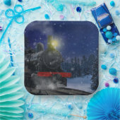 Weihnachtszug im Schnee Pappteller (Party)