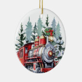 Weihnachtszug in Aquarellen - Nachricht Keramik Ornament (Rechts)