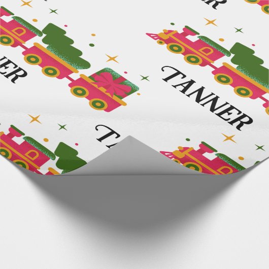 Weihnachtszug-Individuelle Name Geschenkpapier (Ecke)