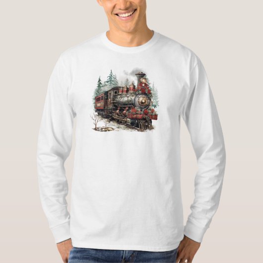 Weihnachtszug Langschläfer T - Shirt (Vorderseite)