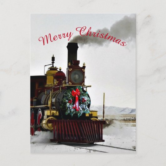 Weihnachtszug Lokomotive Postkarte (Vorderseite)