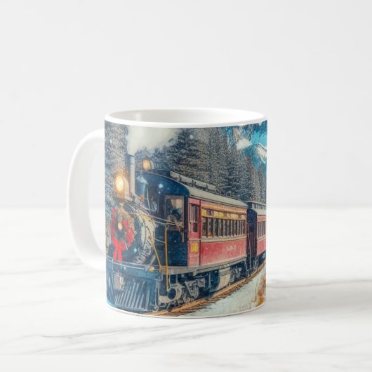 Weihnachtszug mit Kranz Kaffeetasse (Vorderseite Links)