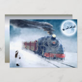 Weihnachtszug mit Mädchen und Santa Feiertagskarte (Vorne/Hinten)