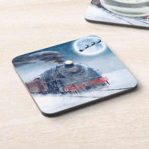 Weihnachtszug mit Mädchen und Santa Getränkeuntersetzer