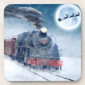Weihnachtszug mit Mädchen und Santa Getränkeuntersetzer (Vorderseite)