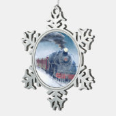 Weihnachtszug mit Mädchen und Santa Schneeflocken Zinn-Ornament (Rechts)