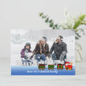 Weihnachtszug mit Raucher-Grußkarte Feiertagskarte (Stehend Vorderseite)