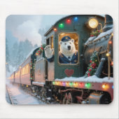 Weihnachtszug mit winkendem Eisbären Mousepad (Vorne)