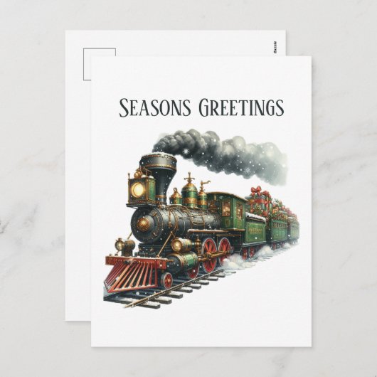 Weihnachtszug - Nachricht Feiertagspostkarte (Vorne/Hinten)