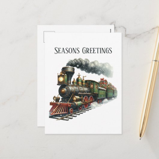 Weihnachtszug - Nachricht Feiertagspostkarte (Vorderseite/Rückseite Beispiel)