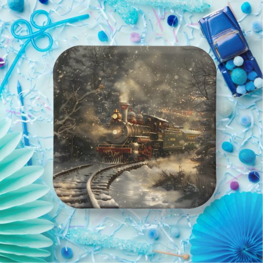 Weihnachtszug Pappteller (Party)