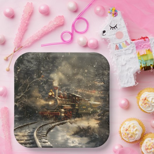 Weihnachtszug Pappteller (Party)