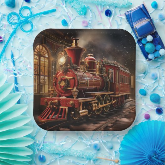 Weihnachtszug Pappteller (Party)