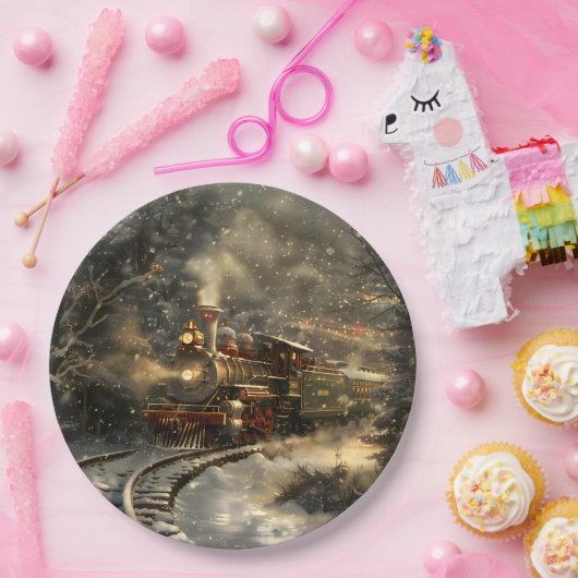 Weihnachtszug Pappteller (Party)