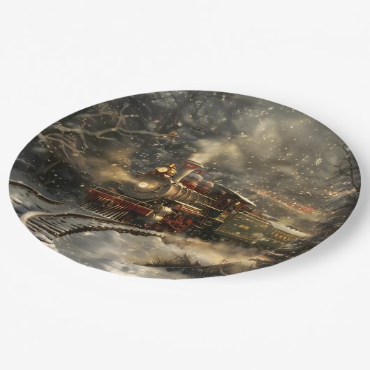 Weihnachtszug Pappteller (Schrägansicht)