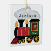 Weihnachtszug Personalisiertes Foto Keramikornament (Rechts)