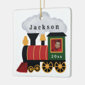 Weihnachtszug Personalisiertes Foto Keramikornament (Links)
