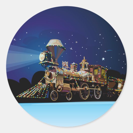 Weihnachtszug Runder Aufkleber (Vorderseite)