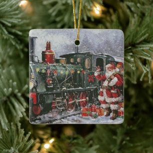Weihnachtszug Santa Spielzeug Vintage Weihnachten Keramikornament