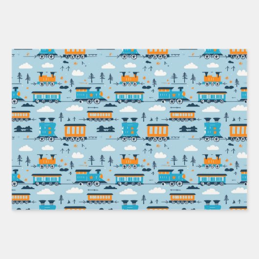 Weihnachtszug und Bäume Geschenkpapier Set (Vorderseite 3)