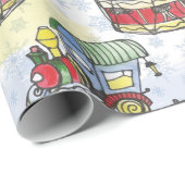 Weihnachtszug und Trommel in Aquarellfarbe Geschenkpapier (Rolleneckpunkt)