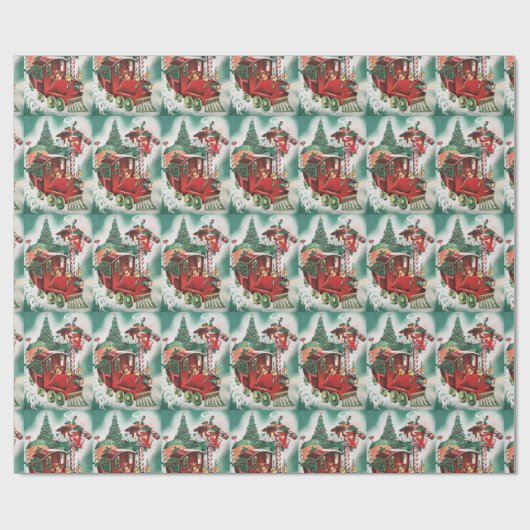 Weihnachtszug Vintag Geschenkpapier (Flach)