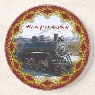 Weihnachtszug zu Hause auf der Bahn Untersetzer