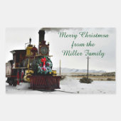 Weihnachtszugaufkleber, glänzend rechteckiger aufkleber (Vorderseite)