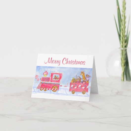 Weihnachtszugkarte Feiertagskarte (Vorderseite)