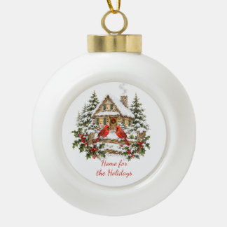Weihnachtszuhause Roter Kardinal Custom Keramik Kugel-Ornament
