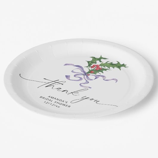 Weihnachtszweig-Brautparty Pappteller (Schrägansicht)