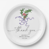 Weihnachtszweig-Brautparty Pappteller (Vorderseite)