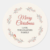 Weihnachtszweig mit Beeren Runder Aufkleber (Vorderseite)