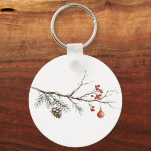 Weihnachtszweig mit Schmuck für Weihnachten Schlüsselanhänger