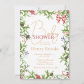 Weihnachtszweige Babyduschgeschlecht neutral Einladung (Vorderseite)