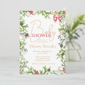 Weihnachtszweige Babyduschgeschlecht neutral Einladung (Stehend Vorderseite)