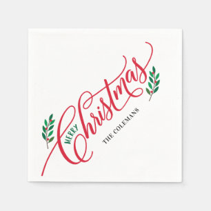 Weihnachtszweige Frohe Weihnachts-Party Napkins Serviette