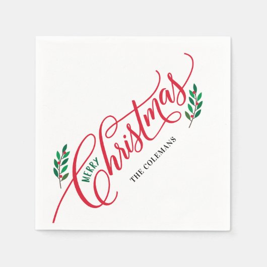 Weihnachtszweige Frohe Weihnachts-Party Napkins Serviette (Vorderseite)