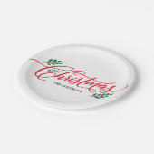 Weihnachtszweige Frohe Weihnachts-Party-Teller Pappteller (Schrägansicht)