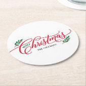 Weihnachtszweige Frohe Weihnachts-Party-Untersetze Runder Pappuntersetzer (Angewinkelt)