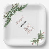 Weihnachtszweige in Rot und Grün Pappteller (Vorderseite)